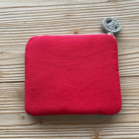 Beaded Sardines Coin Pouch Pink Multicolor Zip Pouch - Picture 2 of 3